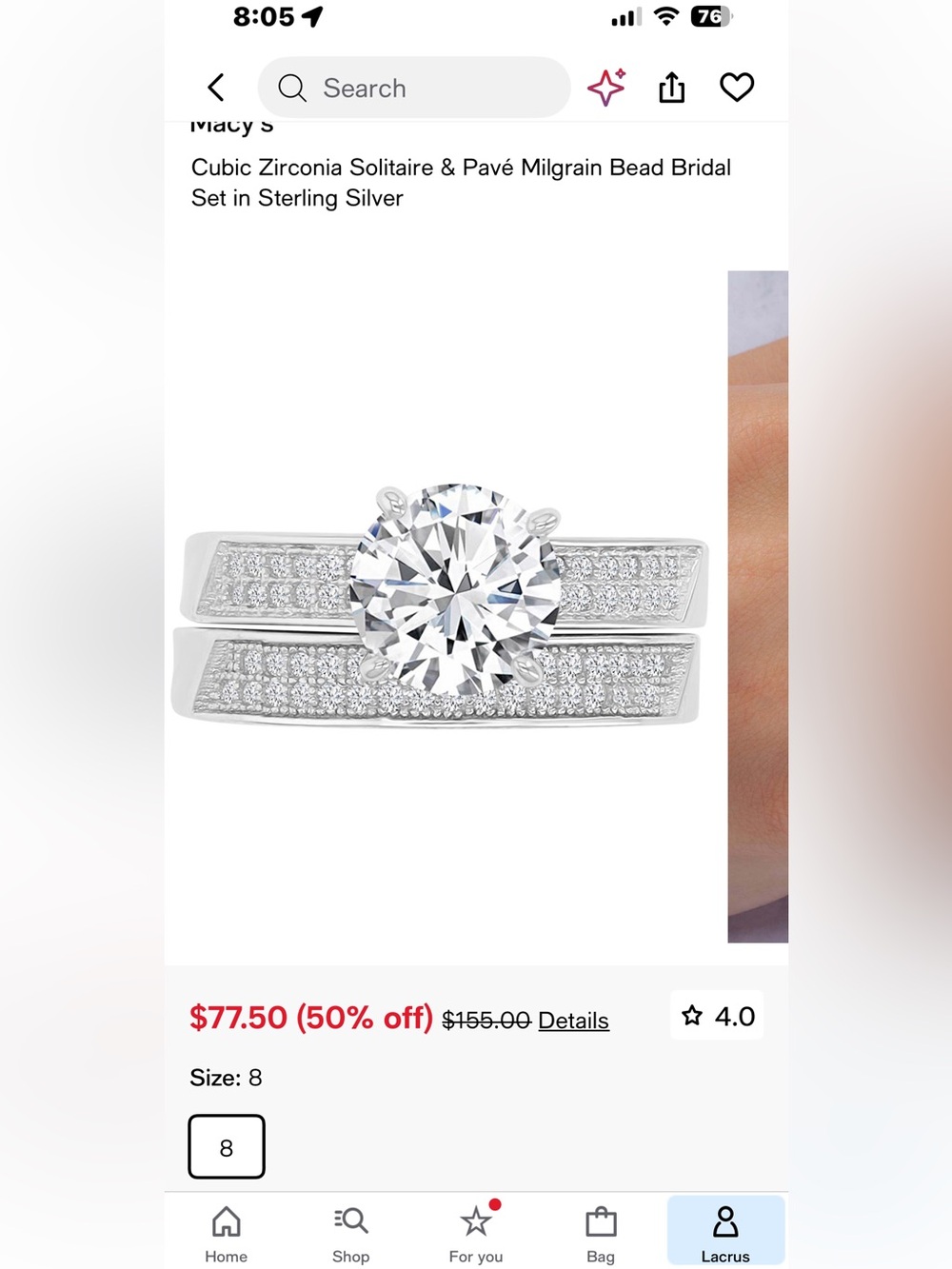 Macy's Sterling Silver Cubic Zirconia Bridal Ring Set - Silver